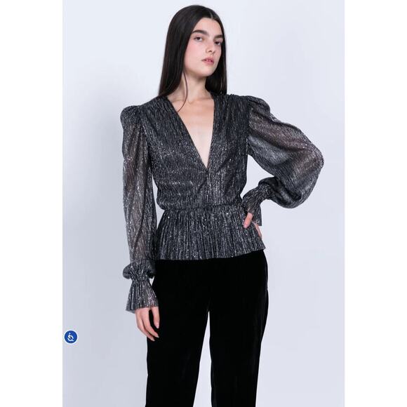 Sabina Musayev Liya Blouse Top Black Sequins Size XS - Picture 1 of 8